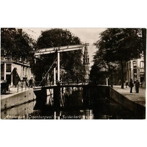Amsterdam Groenburgwal met Zuiderkerktoren Postcard